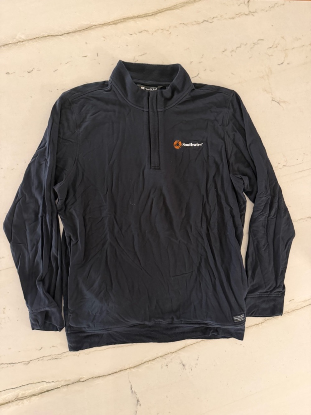 Travis Mathew Pullover Mens XL Black Quarter Zip Pockets Stretch Sweater